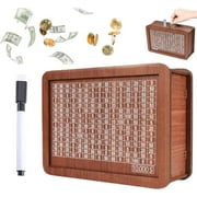 The Save Box, 10,000 Savings Challenge Box, Cash Vault Wooden Savings Box, Erasable Cash Savings Challenge Box Money Saver Box, Wooden Money Box with Savings Target-100001